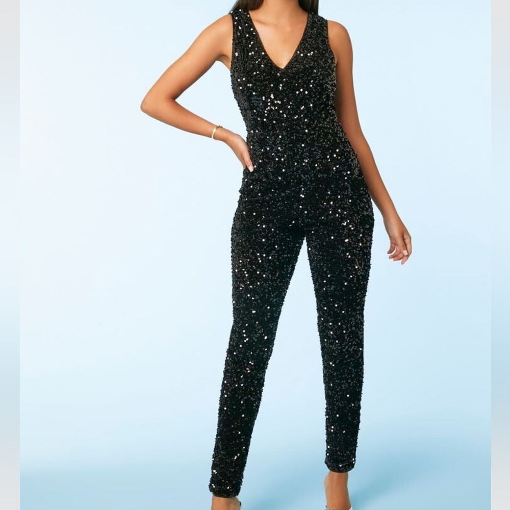 Black sequin jumpsuit